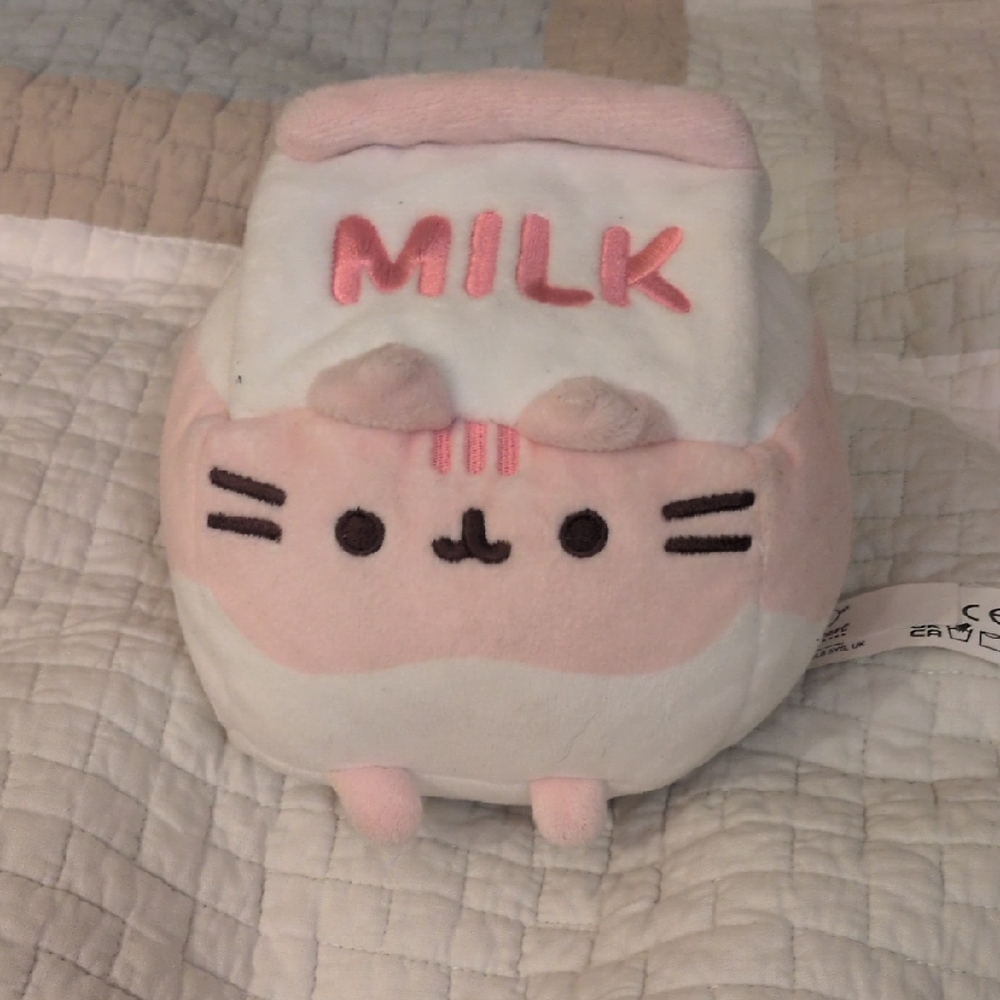 Pusheen Pink & White Milk Cat Plush Tag Photo